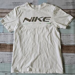 Nike Cream Short-Sleeve Swim Rash Guard with Multicolor Logo